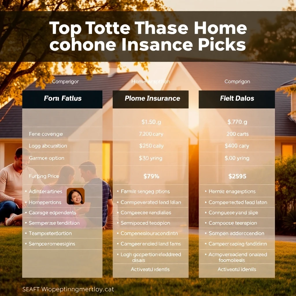 Top 3 home insurance picks comparison chart