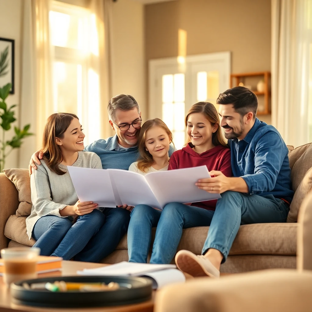 Family reviewing insurance options