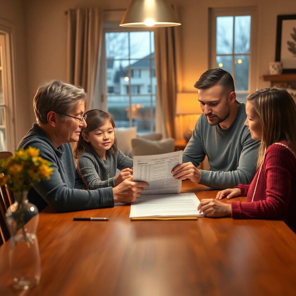 Family discussing insurance