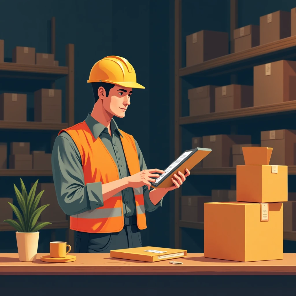 Supervisor de almacén revisando inventario