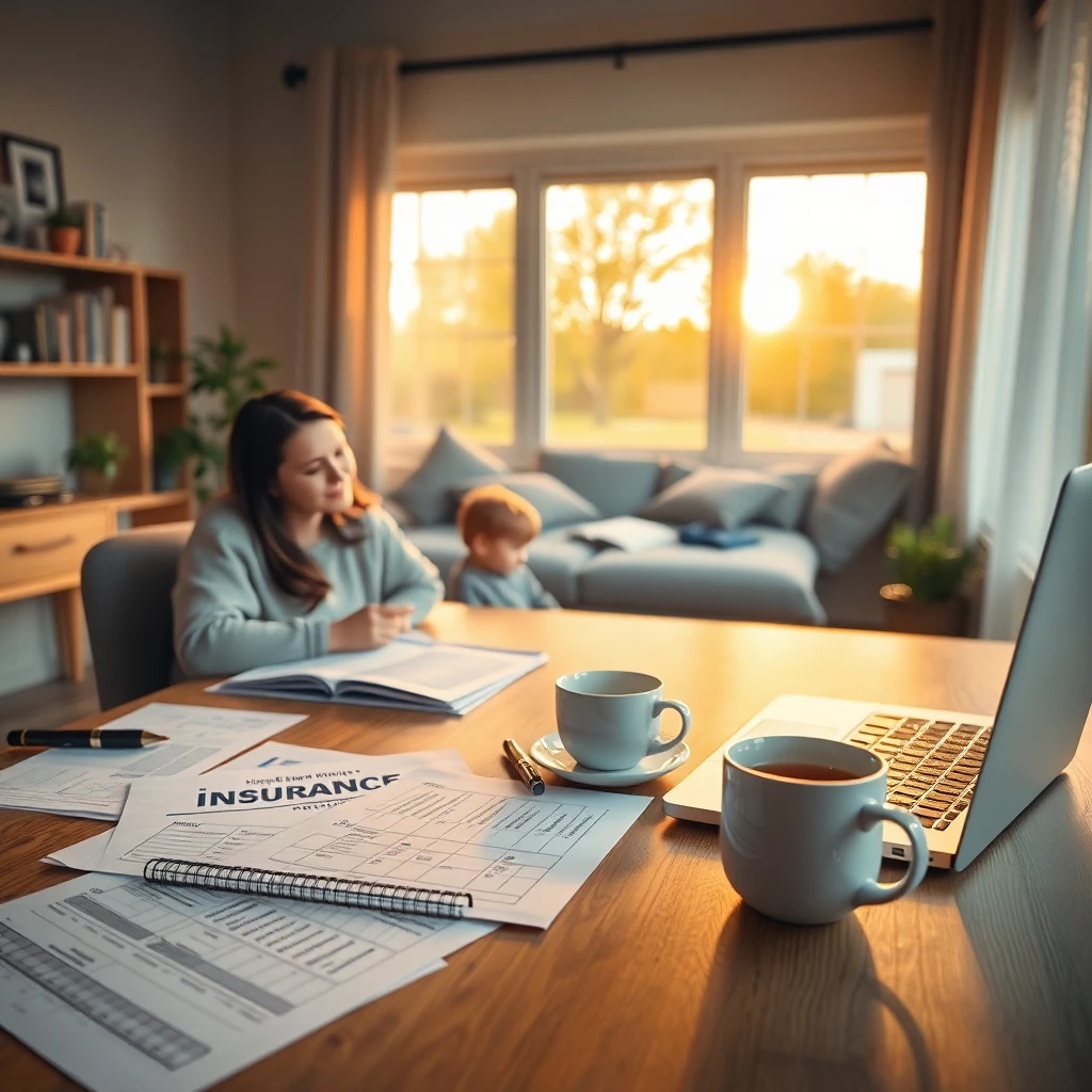 Organized desk with insurance documents