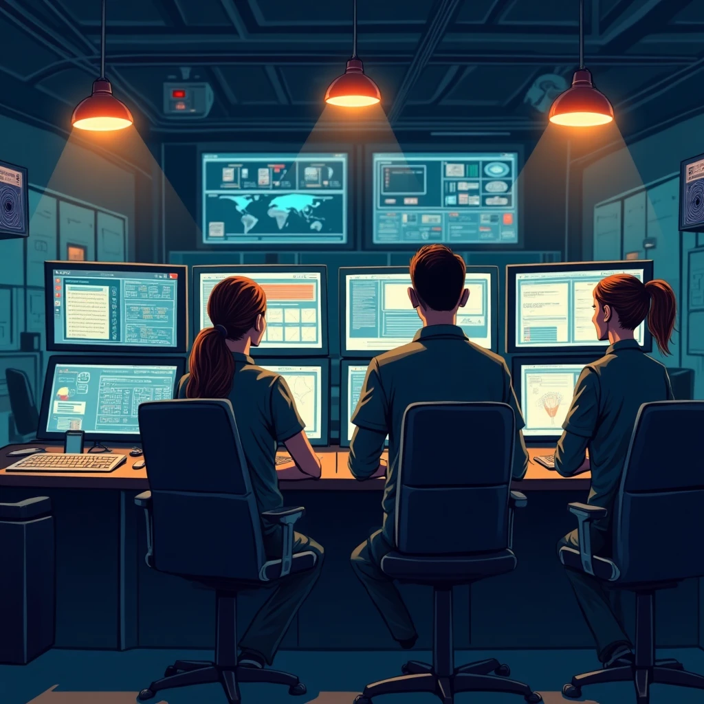 High-tech security control room