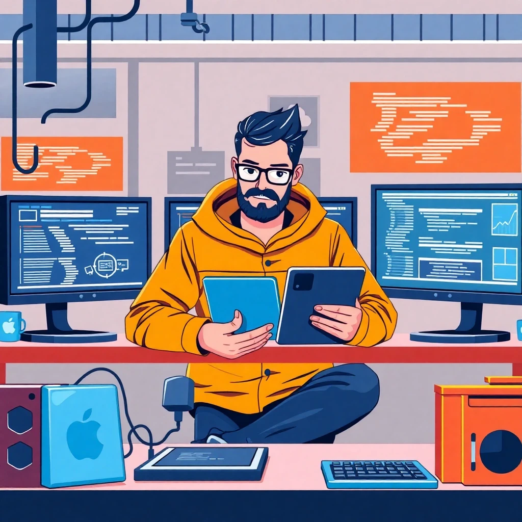 Developer multitasking on mobile and backend projects