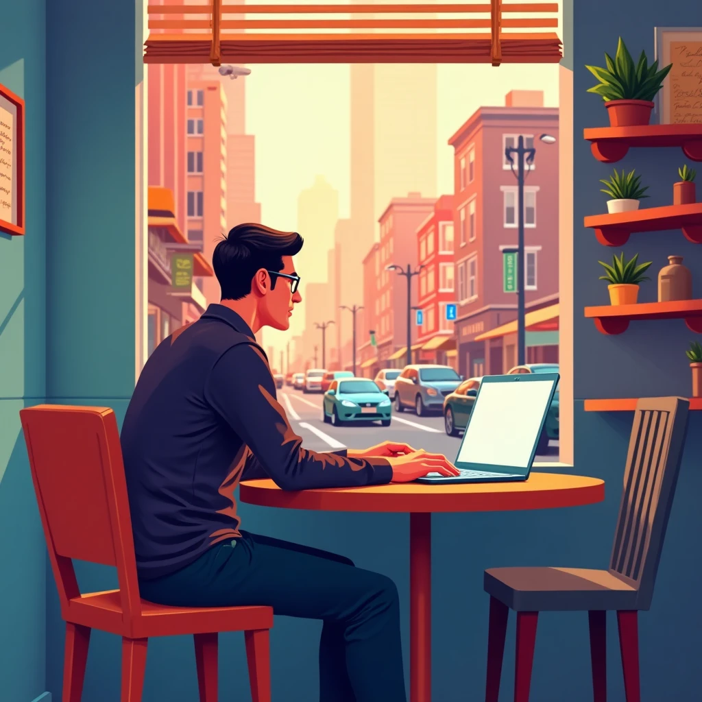 Freelancer at a coffee shop